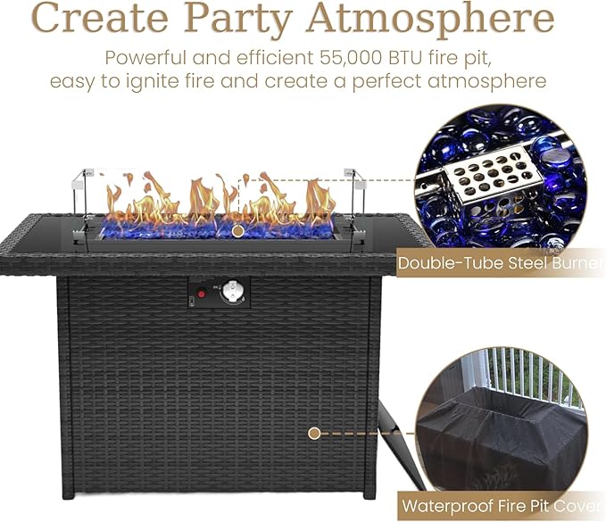 7 Piece Patio Furniture Set with Fire Pit Table - Photo 7