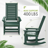 GREENVINES Outdoor Rocking Chairs | Set of 4 | Porch Rocker | HDPE Plastic | Forest | Oversized Rockers | High Back - Photo 3