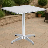 BTEXPERT Set of 2, Indoor Outdoor 27.5" Square Restaurant Table for Patio Stainless Steel Silver Aluminum Furniture - Photo 2