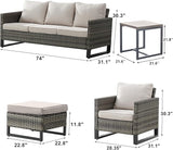 Rilyson Wicker Outdoor Patio Furniture Set - 6 Piece Patio Conversation Set with 2 Armrest Chairs, 2 Rattan Ottoman - Photo 3