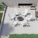 Folding Adirondack Chairs with Cup Holders, Set of 6 HDPE Plastic Outdoor Chairs, Weather Resistant, Real Wood Look - Photo 1