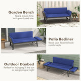 Tangkula Outdoor Convertible Sofa Daybed with Adjustable Armrests, PE Rattan Patio Couch Furniture with Thick Cushions - Photo 7
