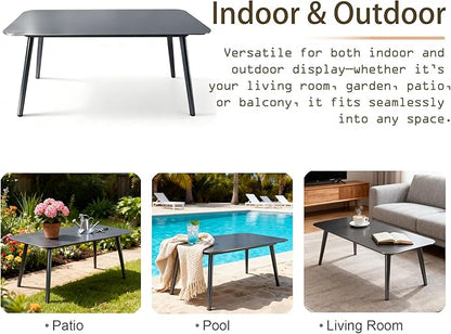 All-Weather Aluminum Outdoor Coffee Table | Modern & Durable Patio Furniture | Perfect for Balcony, Garden, and Poolside | Black (37 x 21.2 x16.5 in)