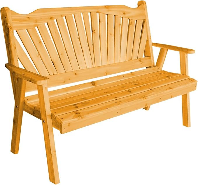 Furniture Barn USA Pine 6' Fanback Garden Bench, Natural Stain