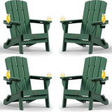 Folding Adirondack Chair 4 Pack, HDPE All-Weather Fire Pit Chairs, Plastic Adirondack Chairs with 2 Cup Holder - Photo 1