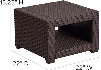 Flash Furniture Seneca Chocolate Brown Faux Rattan End Table