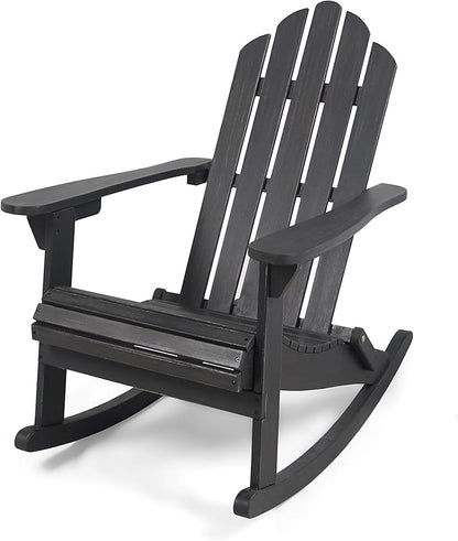 Christopher Knight Home Cara Outdoor Adirondack Acacia Wood Rocking Chair, Dark Gray Finish