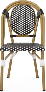 Christopher Knight Home Gwendolyn Outdoor French Bistro Chairs (Set of 4), Black + White + Bamboo Print Finish - Photo 9