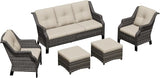 Patio Furniture Set 5 Pieces, Outdoor Wicker Furniture with Coffee Table and Side Table - Photo 9