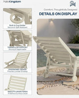 Adjustable Lounge Chair Outdoor Set of 6, HDPE Outdoor Chaise Lounge with Cup Holder & Wheels - Photo 3