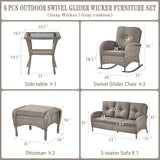 Belord 6 Pieces Patio Rocking Chairs Outdoor Furniture Set with Outdoor Couch and Ottoman Conversation Patio Furniture - Photo 3