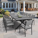Pellebant 118" Outdoor Dining Table for 8-12, 10ft Aluminum Patio Table with Umbrella Hole - Photo 7