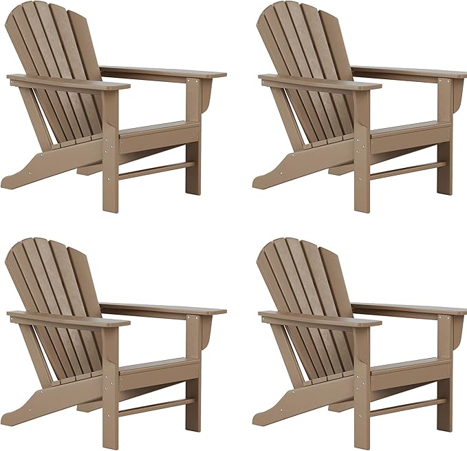 WestinTrends Dylan Outdoor Adirondack Chair (Set of 4), Weathered Wood