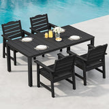 Outdoor Dining Table, Weatherproof 63" Rectangle HIPS Patio Dining Table for 6, with 2" Umbrella Hole - Photo 2