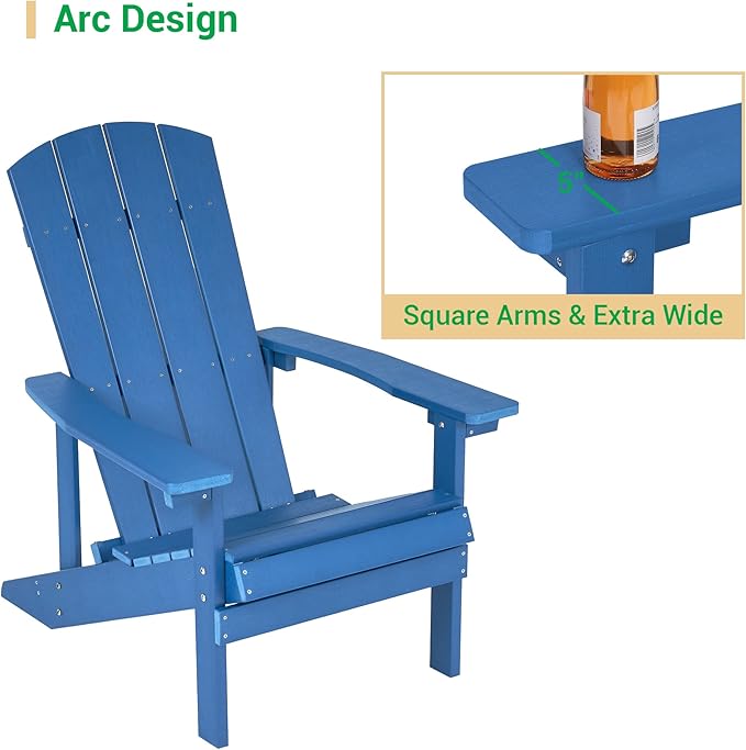 Adirondack Chairs, Plastic Adirondack Chair, All-Weather Resistant Adirondack Chairs, Widely Used in Outdoor, Fire Pit, Deck, Outside, Garden