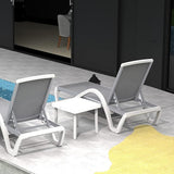 Domi Patio Chaise Lounge Chair Set of 3, Outdoor Aluminum Polypropylene Sunbathing Chair with Adjustable Backrest, Arm - Photo 8