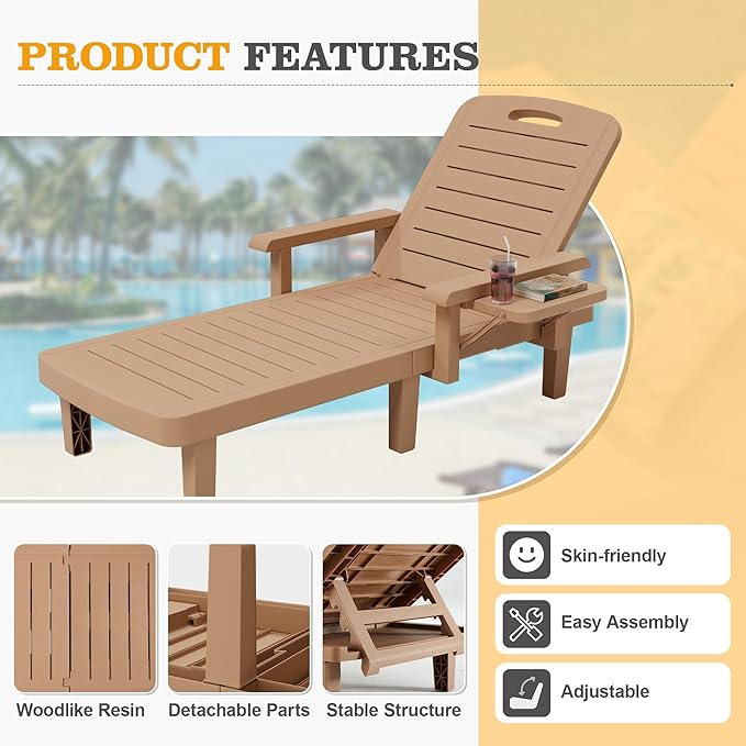 UDPATIO Outdoor Lounge Chair Set of 2 with Arms - Photo 6