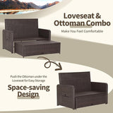 LDAILY Moccha Outdoor Daybed, Wicker Loveseat Sofa Set with 4-Postion Adjustable Backrest, Storage Ottoman, Cushions - Photo 7