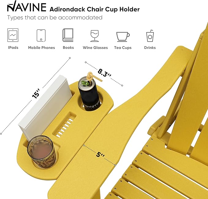 Adirondack Chair, HDPE Folding Adirondack Chair with Multifunctional Cup Holder - Photo 6
