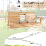 Tangkula 2 Person Hanging Porch Swing, Outdoor Bench Swing with Adjustable Chains, Foldable Cup Holders, High Back - Photo 7