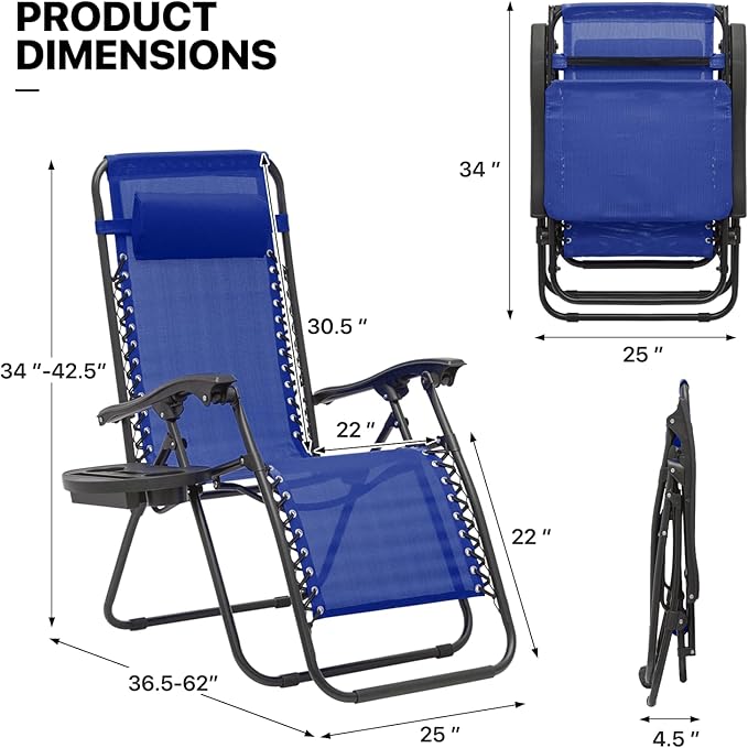 MoNiBloom Zero Gravity Chair Outdoor Folding Patio Lounge Chair for Outside Reclining Lawn Chair Recliner Beach Chair - Photo 3