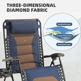Zero Gravity Chair Set of 4 Oversized Padded Recliner with Adjustable Headrest & Cup Holder - 600D Oxford Folding - Photo 5