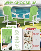 Folding Adirondack Chair –Recyclable HDPE Outdoor Adirondack Patio Chair with Cup Holder, Wood Texture & Umbrella Hole - Photo 7