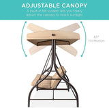Best Choice Products 3-Seat Outdoor Large Converting Canopy Swing Glider, Patio Hammock Lounge Chair for Porch - Photo 5