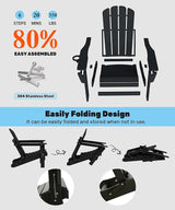 Domi Folding Adirondack Chair, HDPE Adirondack Chair with Cup Holder - Photo 7