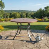 Round Outdoor Dining Table, 41-inch All-Weather Patio Table with Adjustable Umbrella Hole for Deck Lawn Garden Backyard - Photo 7