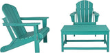 WO Home Furniture Adirondack Chairs Table Set of 3 PCS Outdoor Folding Chairs Coffee Table Weather/UV Resistant for Lawn - Photo 10
