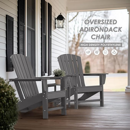 IVY&LANE Adirondack Chairs Set of 4 | HDPE Plastic | Outdoor Fire Pit Chairs | Oversized | All-Weather | Grey | for Outside Deck Backyard Patio Poolside Porch Lawn
