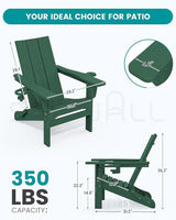 SERWALL Folding Adirondack Chair with Dual Cup Holders Set of 6, Modern Adirondack Chairs - Photo 2