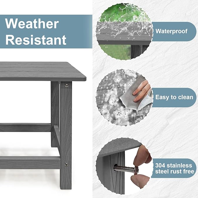 Outdoor Side Table, HDPS Single Adirondack Side Table Weather Resistant, Table for Adirondack Chair - Photo 4