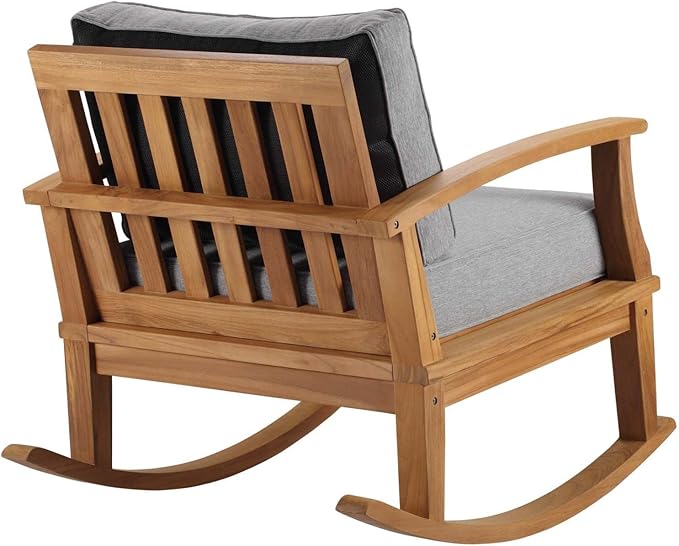 Modway EEI-4177-NAT-GRY Marina Patio Teak Rocking Chair, Natural Gray