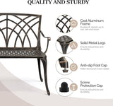 VINGLI 38" Outdoor Metal Bench, Cast Aluminium Garden Bench, Weatherproof Antique Finish Orchid Chair - Photo 4