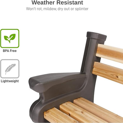 RTS Home Accents Custom Length Lightweight Indoor or Outdoor Bench Ends with Backrest and Armrest (Wood & Screws Sold Separately), Graphite