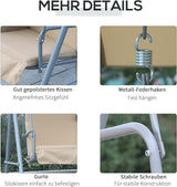 Outsunny 2 Person Porch Swing with Stand, Outdoor Swing with Canopy, Pivot Storage Table, 2 Cup Holders - Photo 5