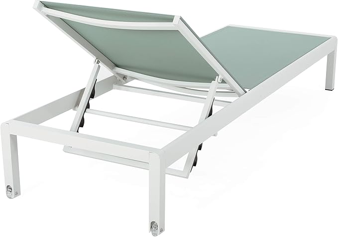 Christopher Knight Home Vanessa Coral Outdoor Chaise Lounges (Set of 2), Green and White