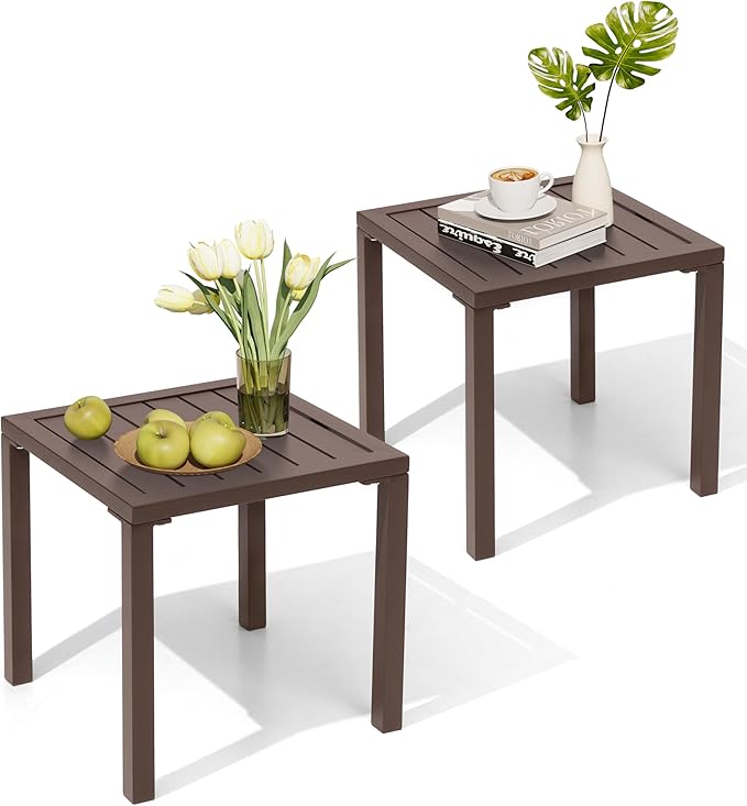 Crestlive Products Aluminum Outdoor Side Table Set of 2, Pool Lounge Chair Side Table - Photo 1