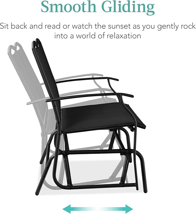 Best Choice Products 2-Person Outdoor Patio Swing Glider Steel Bench Loveseat Rocker for Deck, Porch w/Textilene Fabric - Photo 4