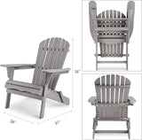 Wooden Folding Adirondack Chair Set of 2, Wood Lounge Patio Chair for Garden Outdoor - Photo 3