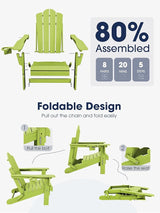 KINGYES Adjustable Folding Adirondack Chair, 3-Position Reclining Adirondack Chairs with Cup Holder - Photo 6