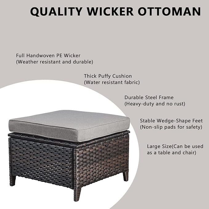 Rilyson Wicker Patio Furniture Set - 6 Piece Rattan Outdoor Sectional Conversation Sets with 2 Rocking Swivel Chairs - Photo 8