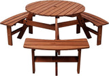 Wooden Picnic Table,Outdoor Wooden Dining Rectangle Table w/Umbrella Hole,for Patio,Garden,Backyard - Photo 1