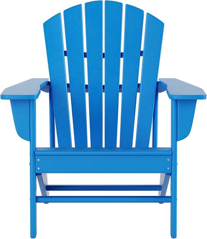 WestinTrends Dylan 5-Piece Outdoor Patio HDPE Adirondack Chair with Round Coffee Table Conversation Set, Pacific Blue