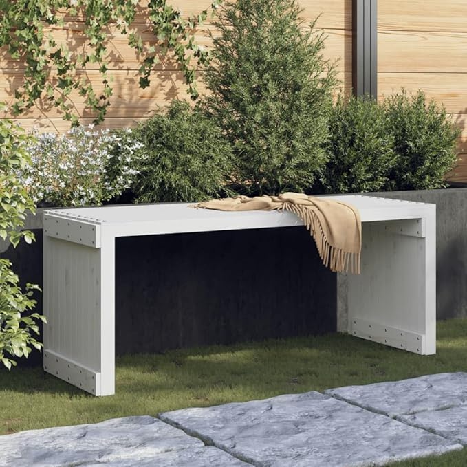 Patio Benches Patio Bench Extendable White 83.7"x15.9"x17.7" Solid Wood Pine,Pine Wood Extendable Garden Bench for Patio, Porch, and Backyard Outdoor Furniture & Accessories