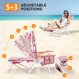 Bonnlo Deluxe 3-in-1 Beach Chair, Tanning Chair with Face Hole, Sunbathing Lounge Chair Outdoor, Adjustable Footrest - Photo 6