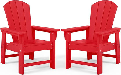 Costaelm Kids Lawn Chair Set of 2, Toddler Outdoor Chair Kids Patio Furniture and Outdoor Children Picnic Activity Baby Adirondack Chairs Set of 2 for Garden, Patio, Backyard & Beach, Red