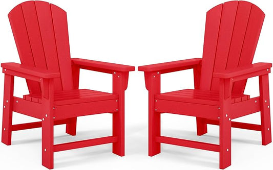 Costaelm Kids Lawn Chair Set of 2, Toddler Outdoor Chair Kids Patio Furniture and Outdoor Children Picnic Activity Baby Adirondack Chairs Set of 2 for Garden, Patio, Backyard & Beach, Red